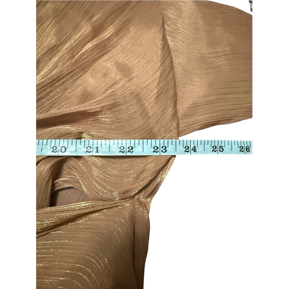 S-DEER NWT XXL Champagne Bronze Crinkled Draped Surplice Tunic Blouse - Picture 7 of 7